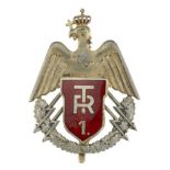 REGIMENTAL BADGES" 1ST TRANSMISSIONS REGIMENT" Breast Badge, silver, hallmarked "900", one side