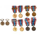 Lot of 5 Commemorative Medals for North Africa Breast Badges, Bronze, 30 mm, original suspension