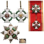 ORDER OF SAINT AGATHA Grand Cross Set, instituted in 1923. Sash Badge, 60x55 mm, gilt Silver,