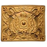 Belt buckle A superb Belt buckle with the arms of the Brazilian Empire, 70x59 mm, gilt Bronze,
