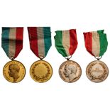 group of 2 Medals of Merit Victor Emmanuel III Breast Badges, gilt bronze, silver, 38 mm, original