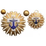 ORDER OF NAVAL MERIT Grand Officer's Set, 2nd Class, instituted in 1946. Breast Badge, 45 mm, gilt