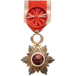 ORDER OF OUISSAM HAFIDIEN Officer's Cross. Breast Badge, 48 mm, Silver partially gilt, central