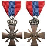 WAR CROSS, 1940 3rd Class, Type with openwork crown, instituted in 1940. Breast Badge, 39 mm,