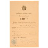 ORDER OF SAINT ANNA 3rd Class with Swords and Bow Romanian Authorization of Wear. Printed paper