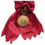 ORDER OF THE SUN OF PERU Grand Cross Sash Badge, 1st Class. Sash Badge, bronze gilt, 90x57 mm,