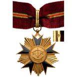 NATIONAL ORDER OF DAHOMEY Commander's Cross, instituted in 1960. Neck Badge, 65x59 mm, gilt