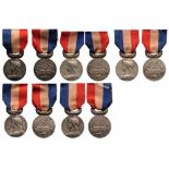 Lot of 5 Government of French Indochina Honor Medals for Heroic Deeds and Dedication (signed Roty)