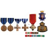 Lot of 7 Decorations Cross of War Merit, Academy of Physic & Chemistry Merit Medal, Forli Province