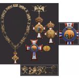 FAMILY AND DYNASTIC ORDER OF ST. GEORGE AND CONSTANTINE Complete group of Knight of Collar,