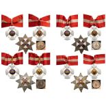 Lot pof 4 ORDER OF THE CROWN OF ITALY Grand Officer's Sets, 2nd Class, instituted in 1868. Neck