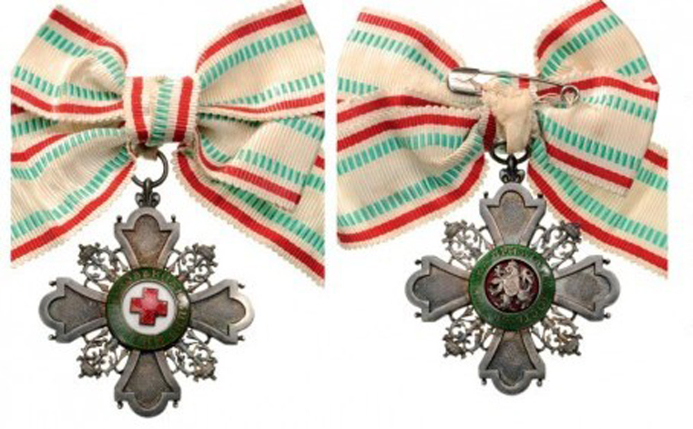 ORDER FOR INCENTIVE TO HUMANITY 3rd Class for Ladies, instituted in 1917. Breast Badge, Silver, both