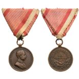 Bronze Bravery Medal “Der Tapferkeit” 4th Type (1914-1918), instituted in 1789. Breast Badge, 31 mm,