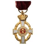 ORDER OF GEORGE I Knight’s Gold Cross, 4th Class. Breast Badge, gilt Bronze, 28x18 mm, enameled,