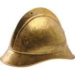 Lot of 2 Fireman Helmet, 1920-1940 Made in brass, leather liner, ridge vent holes. Both have a few