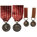 Italy Campaign Medals, both unsigned, instituted in 1859 Miniatures. Breast Badge, Silver, 14 and