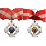 ORDER OF THE CROWN OF ITALY Commander's Cross, 3rd Class, instituted in 1868. Neck Badge, 52 mm,