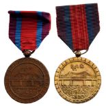 Bronze Merit Medals for the Construction of the Preah Monivong Bridge, 2 different models Breast