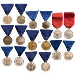 Lot of 8 Medals Silver Medals for Zealous Service (7) and Civil Merit Medal. Breast Badges,