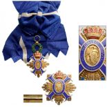ORDER OF CIVIL MERIT Grand Cross Set, 1st Class, instituted in 1926. Sash Badge, 76x49 mm, gilt