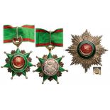 ORDER OF OSMÂNÎ Grand Officer's Set, 2nd Class, Civil Division, instituted in 1861. Neck Badge,