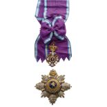 ORDER OF THE LION Grand Cross Set, 1st Class, instituted in 1891. Sash Badge, 90x52 mm, gilt Bronze,