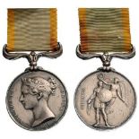 Crimea Medal, instituted in 1854 Breast Badge, Silver, 36 mm, original suspension device and ribbon,