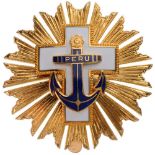 ORDER FOR NAVAL MERIT Grand Cross Star, 1st Class. Breast Star, gilt bronze, 65 mm, superimposed