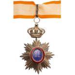 ROYAL ORDER OF CAMBODIA Commander’s Cross, 3rd Class. Neck Badge, 67x65 mm, Silver, French