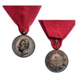 MEDAL OF MERIT Silver Medal of Merit, Ferdinand I Prince of Bulgaria. Breast Badge, 28 mm, Silver,