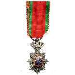 ROYAL ORDER OF CAMBODIA Knight’s Cross Miniature. Breast Badge with Crown, silver with GOLD