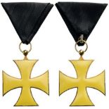 RELIGIOUS ORDER Knight's Cross. Breast Badge, 55x44 mm, gilt Silver, both sides enameled, original