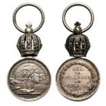 Rare Miniature Medal of the Passage of Humaita, 1868 Breast Badge, 20x11 mm, Silver, articulated