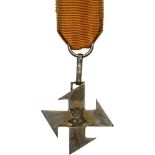 ORDER OF THE QUEEN MARIA CROSS, 1938 3rd Class, 2nd Model. Breast Badge, 40 mm, silvered Bronze,