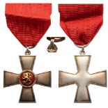 ORDER OF THE LION OF FINLAND Merit Cross, instituted in 1942. Breast Badge, 41 mm, Silver,