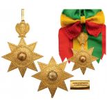 ORDER OF THE STAR OF ETHIOPIA Grand Cross Set, 1st Class, instituted in 1884. Sash Badge, 105x80 mm,