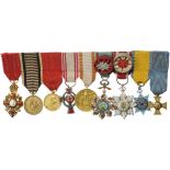 Bar of 9 Miniatures Germany-Prussia, Order of the Crown, 4th Class Cross, 2nd Type (with large