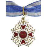 ORDER OF THE CROWN OF ROMANIA, 1881 Commander 's Cross, 1st Model, Civil. Neck Badge, 70x55 mm,