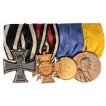 Bar of 4 Decorations Prussia, Iron Cross 1914, 2nd Class, 41 mm, Silver, Prussia, World War I,