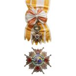 ORDER OF ISABELLA THE CATHOLIC Grand Cross Set, instituted in 1815. Sash Badge, 85x55 mm, gilt