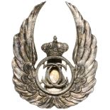 Observer Badge, Model with a cut-out chip 1931-1940 Breast Badge, silver, with large pin on reverse.