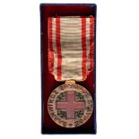 RED CROSS MEDAL 1940-1941, INSTITUTED IN 1949 Breast Badge, 31 mm, Bronze, obverse enameled,