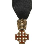 ORDER OF THE HOLY SEPULCHRE WITH MILITARY TROPHY Miniature. Breast Badge, 13 mm, gilt Silver,