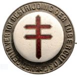 BADGE OF THE NETHERLANDS CRUSADE AGAINST TUBERCULOSIS Breast Badge, 26 mm, silver, unreadable