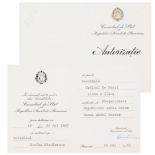 ORDER OF MERIT Authorization of Wear of Foreign Orders for a Romanian Minister, 3rd Class, 1967,