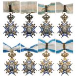 ORDER OF SAINT SAVA Commander's Crosses, 3rd Type instituted in 1883. Neck Badges, 86x52 mm, gilt