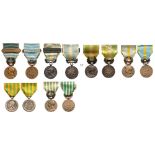 Lot of 6 Colonia Medals ChinaTonkin-Annam 1883-85 Campaign Medal (late strike), Morocco Campaign