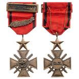 War Cross Breast Badge, 35 mm, Bronze, with original suspension ring and ribbon with bronze palm and