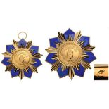 ORDER OF NATIONAL MERIT Grand Cross Set, 1st Class, instituted in 1997. Sash Badge, 66 mm, gilt