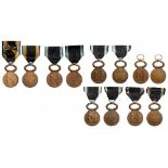 Lot of 6 Mutual Aid Medals, different Types and Classes Breast Badges, silver, bronze, 26 mm,